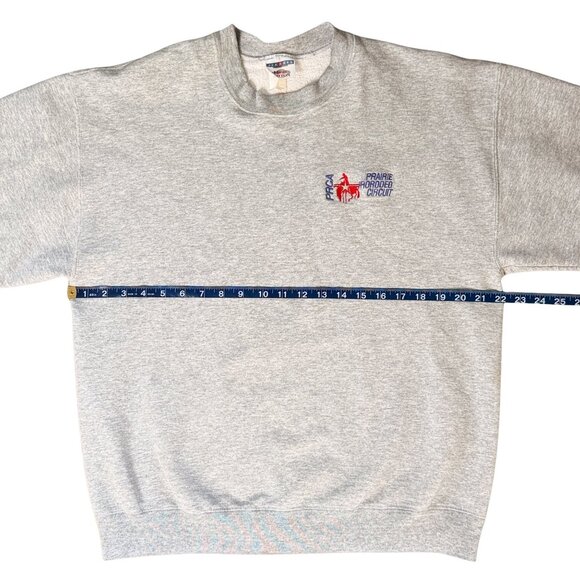 Retro 90's PRCA Prairie Pro Rodeo Circuit Gray Crewneck Sweatshirt Unisex Large - Picture 7 of 8